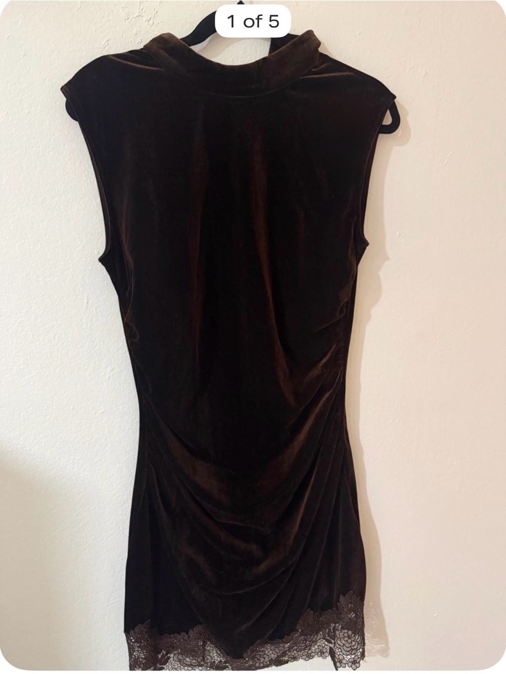 Zara Velvet Lace Dress | Dark Brown | Size L | NWT